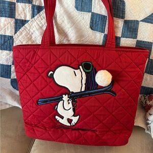 Vera Bradley x Peanuts Snoopy Ski Slope Small Tote Holiday Red
